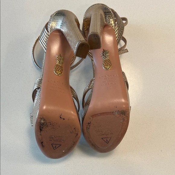 Aquazzura Metallic Champagne Strappy Heels - Picture 8 of 10